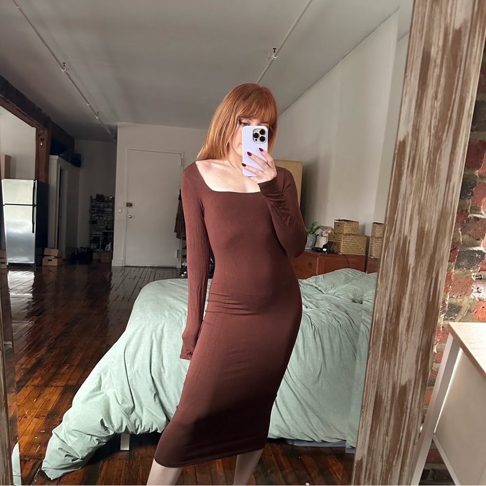 Forever 21 Brown Stretchy Midi Dress